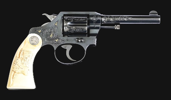 (C) FACTORY ENGRAVED & GOLD INLAID COLT POLICE POSITIVE DOUBLE ACTION REVOLVER WITH FACTORY BOX (192