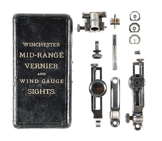 LOT OF 2: WINCHESTER VERNIER AND WIND GAUGE SIGHTS, ONE CASED.