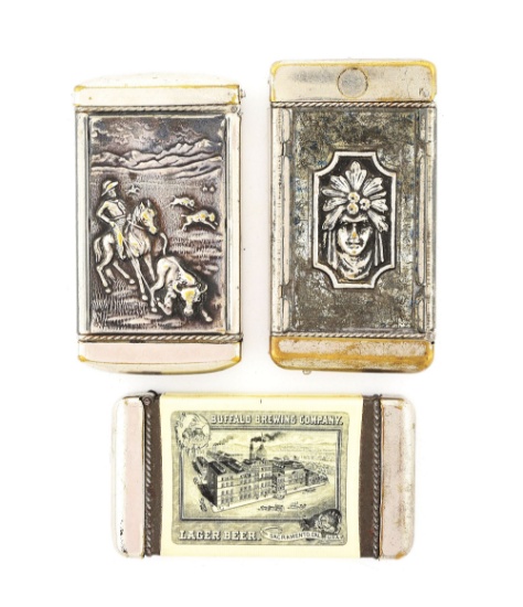 LOT OF 3: ADVERTISING MATCH SAFES.