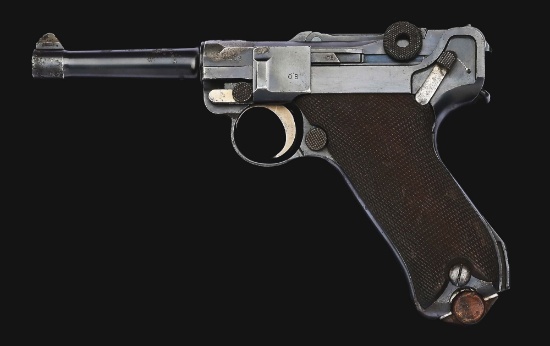 (C) ALL MATCHING IMPERIAL GERMAN WORLD WAR I DWM P.08 LUGER SEMI-AUTOMATIC PISTOL WITH CONVERTED REI
