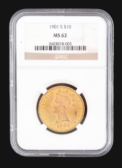 1901 $10 LIBERTY HEAD MS62.