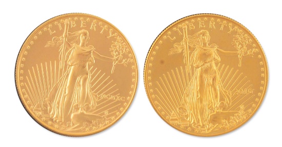 LOT OF 2: 2016 $20 ST. GAUDENS GOLD COINS BU+.