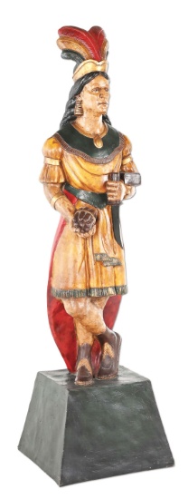 CARVED PAINTED WOOD CIGAR STORE INDIAN.