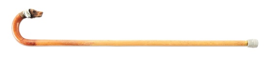 DOG WITH SILVER EARS WALKING STICK.