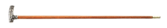 SILVER HANDLED WALKING STICK.