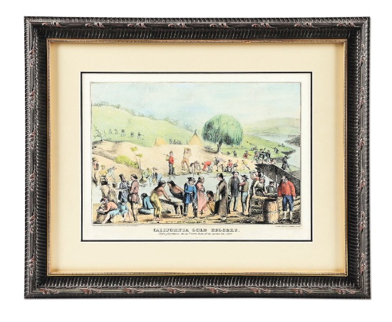 CURRIER & IVES CALIFORNIA GOLD DIGGERS FRAMED LITHOGRAPH.