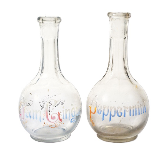 LOT OF 2: GLASS LIQUOR BOTTLES.