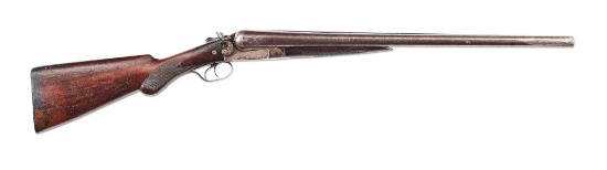 (C) WELLS FARGO MARKED ITHACA 10 GAUGE SIDE BY SIDE SHOTGUN.