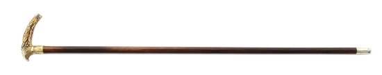 STAG HANDLED WALKING STICK WITH SILVER.