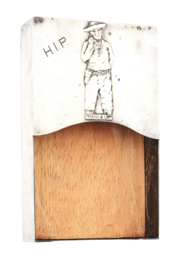 SILVER MINER'S CARD HOLDER.