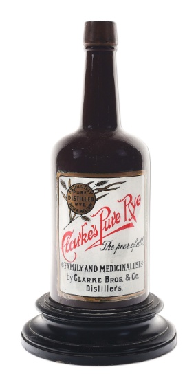 CLARKS PURE RYE BOTTLE LAMP.