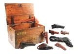 MILWAUKEE BREWING CRATE FULL OF HOLSTERS.