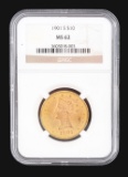 1901 $10 LIBERTY HEAD MS62.