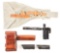 UNMARKED GERMAN LUGER SNAIL DRUM LOADER, LEATHER CARRIER, AND SHEET METAL COVERS FOR LUGER MAGAZINES