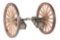 ARGENTINE BRASS MAXIM MACHINE GUN CARRIAGE WITH WOODEN AMMUNITION BOXES.
