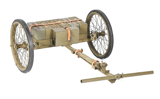 HIGH CONDITION AND VERY RARE ORIGINAL M1 CART FOR TRANSPORTING THE BROWNING MACHINE GUN, TRIPOD, AMM