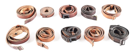 LOT OF 9: GERMAN LEATHER SLINGS.