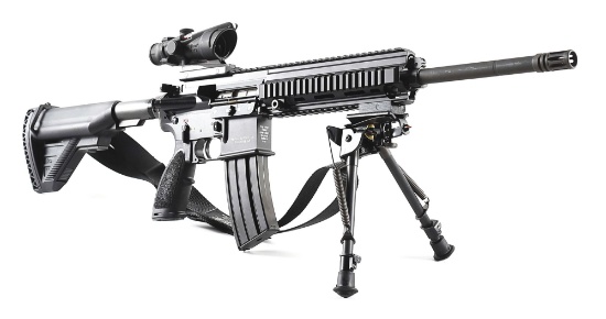 (M) H&K MR556A1 5.56X45MM SEMI-AUTOMATIC RIFLE WITH TRIJICON ACOG SIGHT.