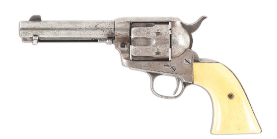 (A) COLORADO MINER ATTRIBUTED COLT FRONTIER SIX SHOOTER SAA REVOLVER WITH WYOMING RIG.