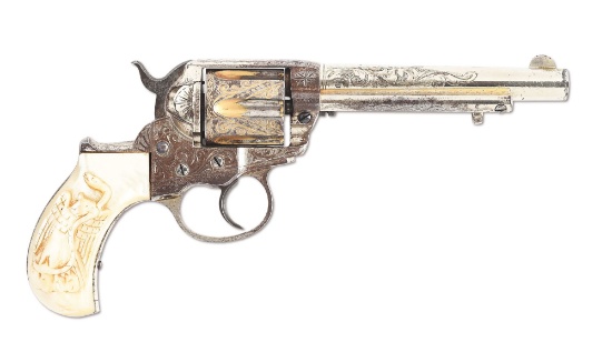 (A) COLT 1877 THUNDERER .41 COLT REVOLVER, FACTORY ENGRAVED.
