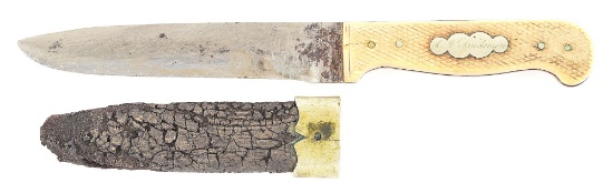 SCHIVELY PHILADELPHIA BOWIE KNIFE WITH SCABBARD INSCRIBED TO CIVIL WAR COL. J. M. SANDERSON.