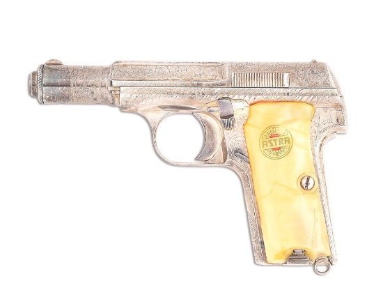 (C) SPENDID FACTORY ENGRAVED AND SILVER PLATED ASTRA MODEL 300 PISTOL PROCURED BY THE CONDOR LEGION.