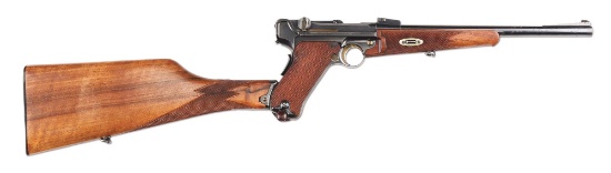 (C) CASED DWM MODEL 1902 LUGER SEMI AUTOMATIC CARBINE RETAILER MARKED FOR BUENOS AIRES.