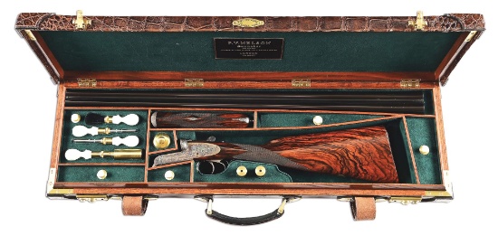 (M) EXQUISITE P.V. NELSON 16 GAUGE BEST QUALITY SLE SIDE BY SIDE SHOTGUN WITH NEAR COMPLETE COVERAGE