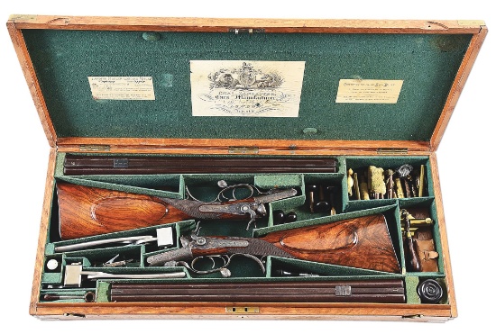 (A) AN IMPRESSIVE PAIR OF CHARLES LANCASTER DOUBLE BARREL HOWDAH RIFLES IN .577 SNIDER, AS ORDERED B