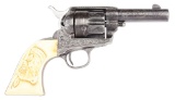(A) FACTORY ENGRAVED SHERIFFS MODEL COLT SINGLE ACTION ARMY WITH FACTORY CARVED IVORY GRIPS.