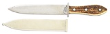 MICHAEL PRICE BELT KNIFE WITH STAG HANDLE.