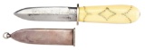 WILL & FINCK DAGGER WITH SHEATH AND STUD DECORATED IVORY HANDLE.