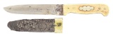 SCHIVELY PHILADELPHIA BOWIE KNIFE WITH SCABBARD INSCRIBED TO CIVIL WAR COL. J. M. SANDERSON.