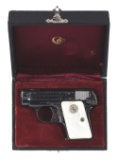 (C) COLT MODEL 1908 VEST POCKET SEMI-AUTOMATIC PISTOL WITH LEATHERETTE CASE AND FACTORY BOX.