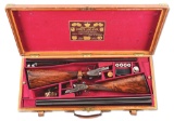 (C) PAIR OF JOSEPH LANG & SONS SIDE-BY-SIDE KEYLOCK SHOTGUNS IN ORIGINAL CASE.