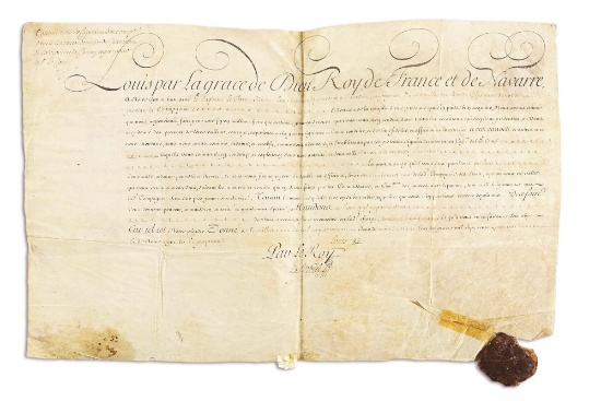 FRENCH COMMISSION SIGNED BY KING LOUIS XV.
