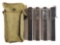 LOT OF 4 M3 GREASE GUN MAGAZINES WITH LOADER IN U.S.G.I. GREEN CANVAS CARRIER.