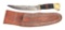 RARE LARGE BILL SCAGEL MADE BOWIE STYLE KNIFE WITH LEATHER SCABBARD.