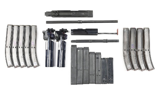 UZI CONVERSION KIT AND INCLUDING MAGAZINES TO CONVERT A FULL-AUTO UZI TO SHOOT .22 LONG RIFLE.