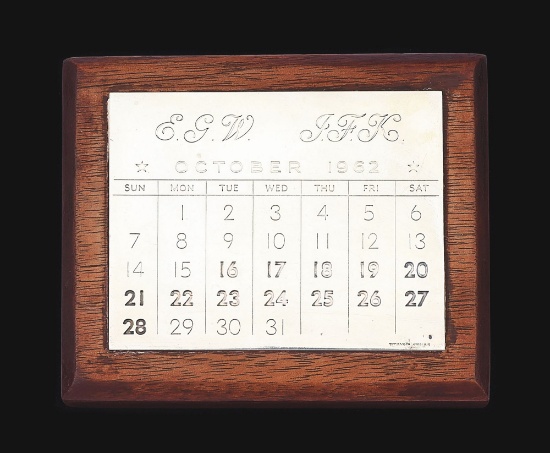 JOHN F. KENNEDY PRESENTATION TIFFANY CALENDAR COMMEMORATING THE CUBAN MISSILE CRISIS TO GENERAL EARL