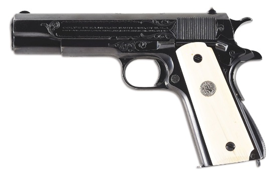 (C) SCARCE PRE-WAR ENGRAVED COLT GOVERNMENT MODEL 1911 .45 ACP SEMI-AUTOMATIC PISTOL.