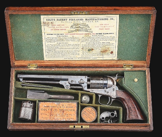 (A) RARE ATTRACTIVE ENGLISH CASED COLT THUER 1851 NAVY CONVERSION REVOLVER.