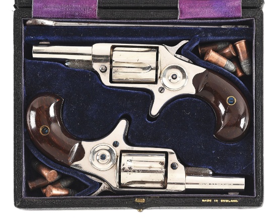 (A) FINE CASED PAIR OF COLT NEW LINE .32 REVOLVERS.
