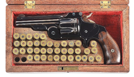 (A) FINE AND EARLY CASED SMITH & WESSON BABY RUSSIAN .38 SINGLE ACTION REVOLVER.