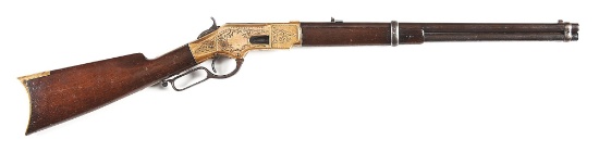 (A) FACTORY ENGRAVED WINCHESTER MODEL 1866 LEVER ACTION CARBINE WITH MEXICAN EAGLE, ATTRIBUTED TO TH