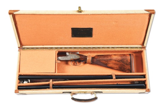 (M) LEBEAU COURALLY SLE 12 GAUGE SHOTGUN, TWO BARREL SET, WITH CASE.