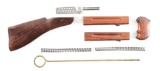 DESIRABLE ORIGINAL THOMPSON MACHINE GUN PARTS INCLUDING WOOD PIECES AND LIGHTENED BOLT.