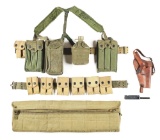 LOT OF THOMPSON AND WWII FIELD GEAR WITH A THOMPSON BOLT AND MAGAZINES.