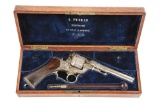 (A) ATTRACTIVE CASED AND ENGRAVED L. PERRIN MODEL 1859 DOUBLE ACTION REVOLVER.