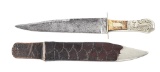 WOODHEAD & HARTLEY BOWIE KNIFE WITH HORSE AND ALLIGATOR POMMEL.